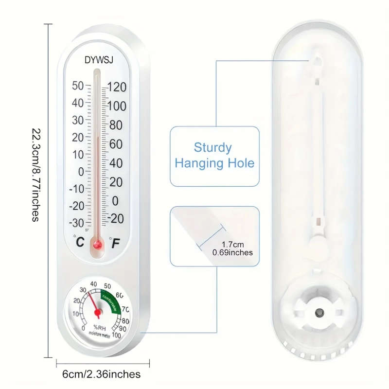 1pc 9Inch Wireless Indoor Outdoor Thermometer