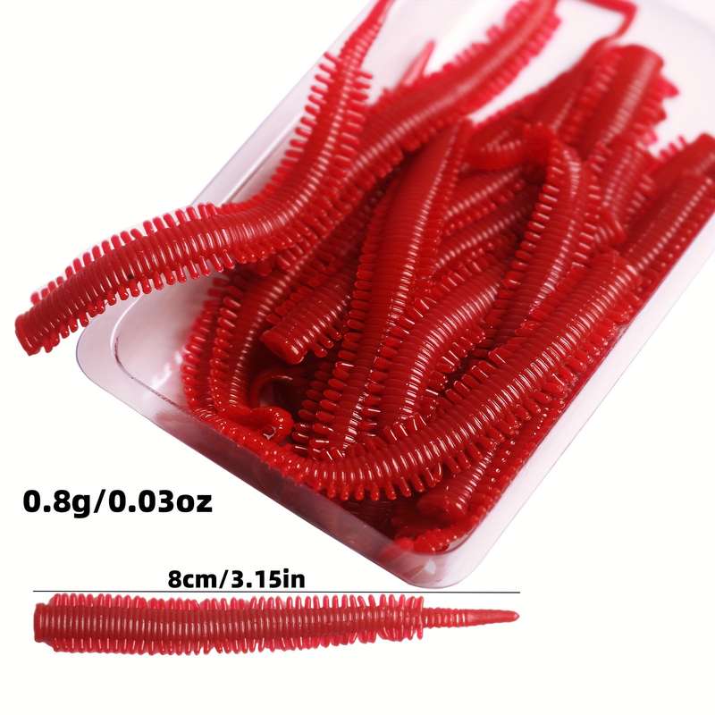 10pcs Turiou Realistic Red Worm Soft Lures 8cm
