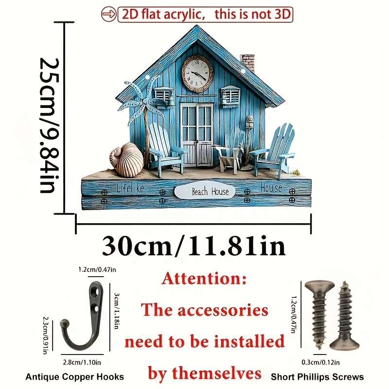 2D flat Simple Colorful Wooden with Home Key Hook
