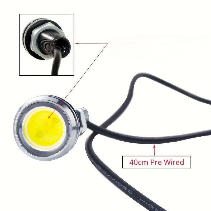 2pcs Eagle Eye LED DRL Lights 18mm Silvery Shell Boost Your Car's Visibility Safety