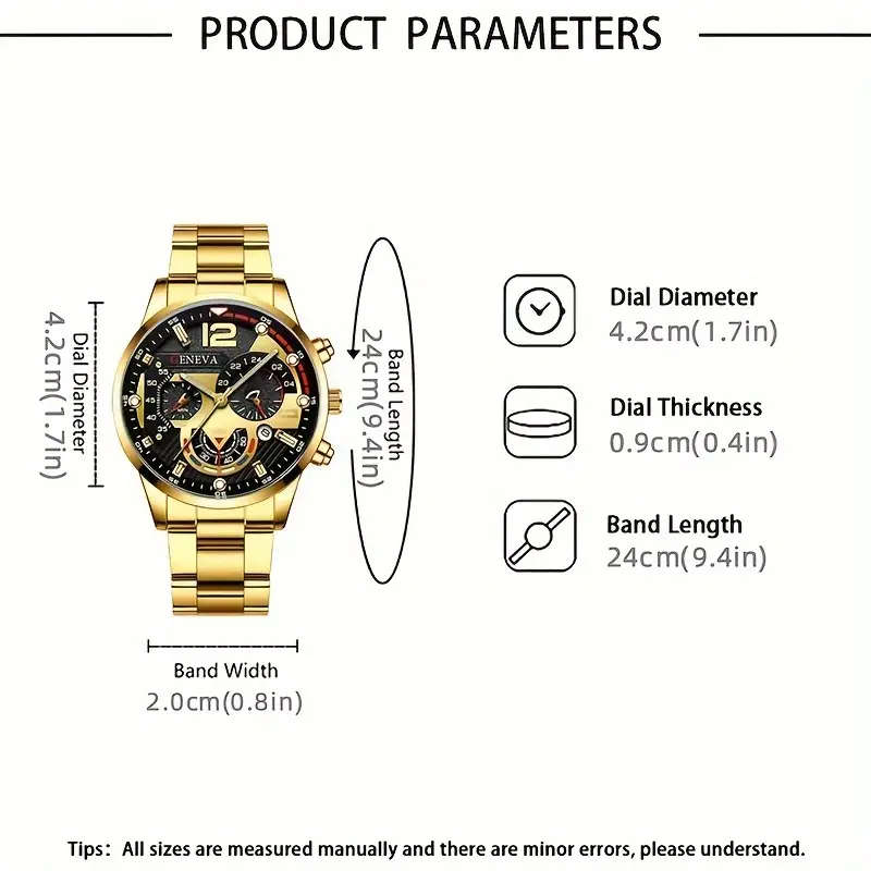 Set Of 4 Pieces Including A Men's Business Casual Calendar Watch