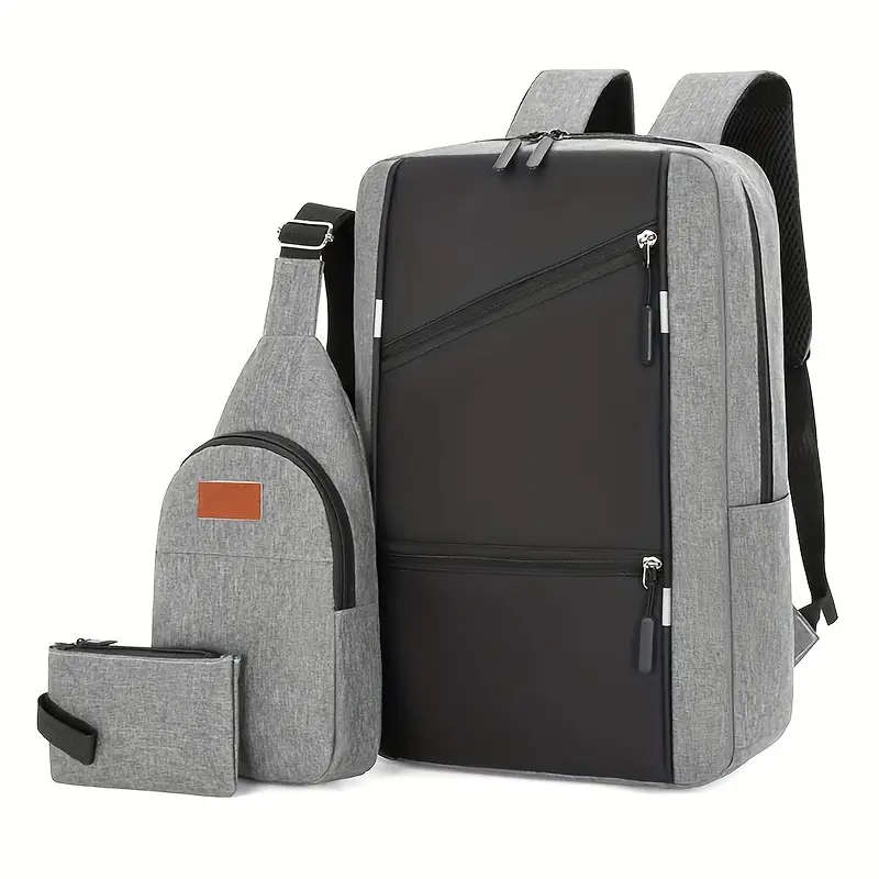 3pcs Business Backpack Shoulder Bag Korean Style Trendy Travel Casual Schoolbag Simple Fashion Computer Bag
