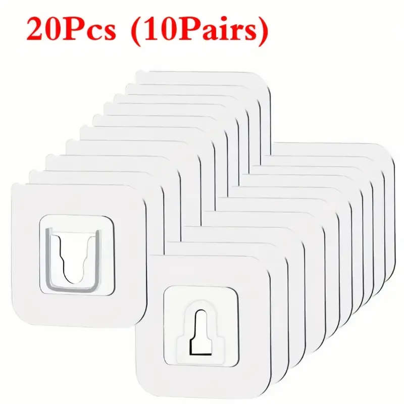10 Pairs of Powerful Adhesive Hooks with No Trace No Drilling Multi-functional Bathroom