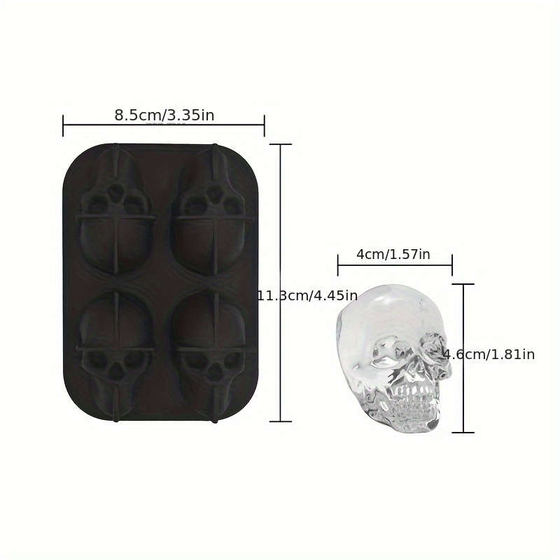 1pc Skull-Shaped Silicone Ice Cube Tray 4-Cavity