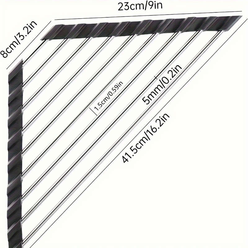 1pc Foldable Stainless Steel Triangle Roll-Up Dish Drying Rack