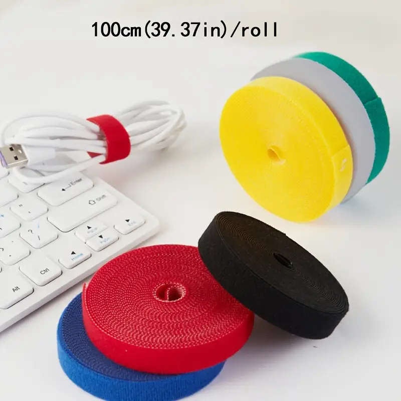 1pc Adjustable and Reusable Nylon Cable Ties Self-Adhesive Wire Organizer 1x100cm