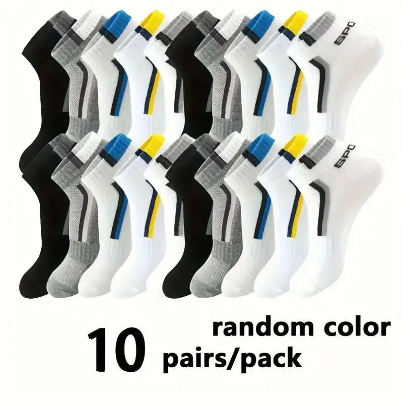 10 Pairs Men's Athletic Socks Breathable Mesh Basketball Socks