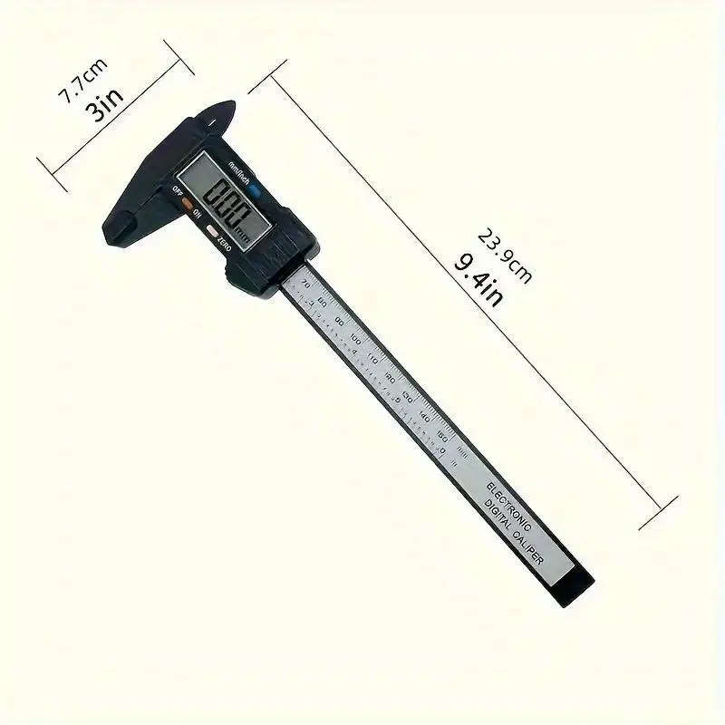 1pc Digital Caliper with LCD Screen Triangular Scale Ruler Electronic Micrometer Measuring Tool High Precision Carbon Fiber Plastic Construction