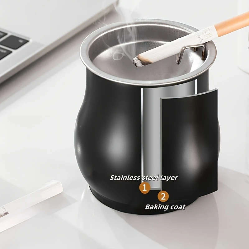 1pc Windproof Stainless Steel Ashtray with Creative Deer Design Smoke-Free