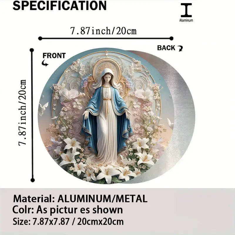 1pc Vintage Metal Sign Virgin Mary 19.81X19.81cm