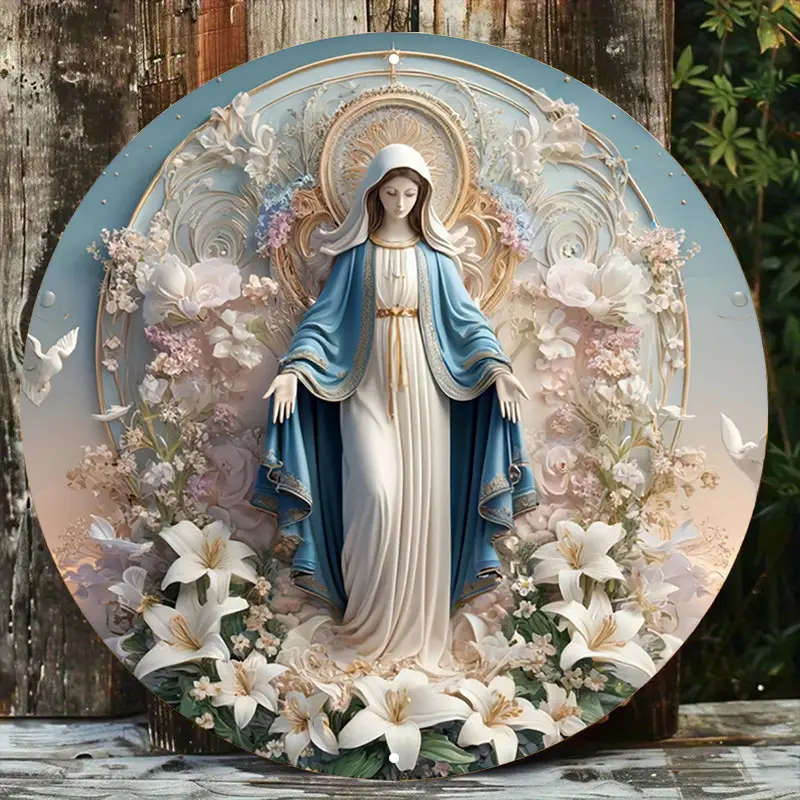 1pc Vintage Metal Sign Virgin Mary 19.81X19.81cm