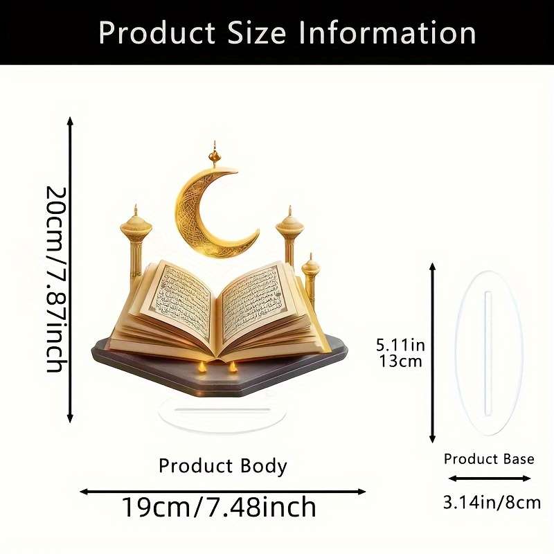 1pc 2D Flat Elegant Acrylic Crescent Moon Tabletop Decoration Boho Style Golden Accented