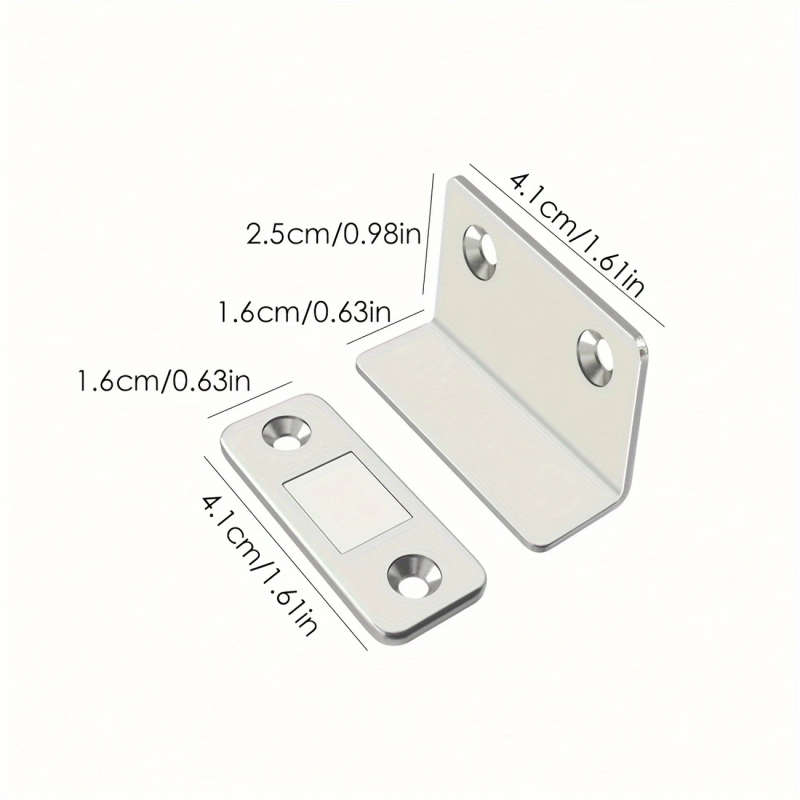 1pc Magnetic Invisible L-shaped Silvery Non-perforated Magnetic Suction Push-pull Door