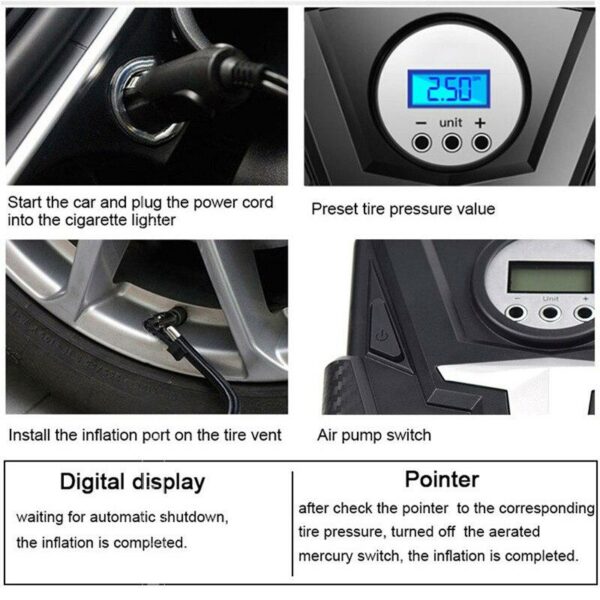 JG1399-1 12V Portable Car Air Pump Compressor For Motorcycles Bicycles And Car Accessories