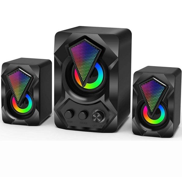 Aerbes AB-D391 3.5mm Audio LED Computer Speakers 3pcs