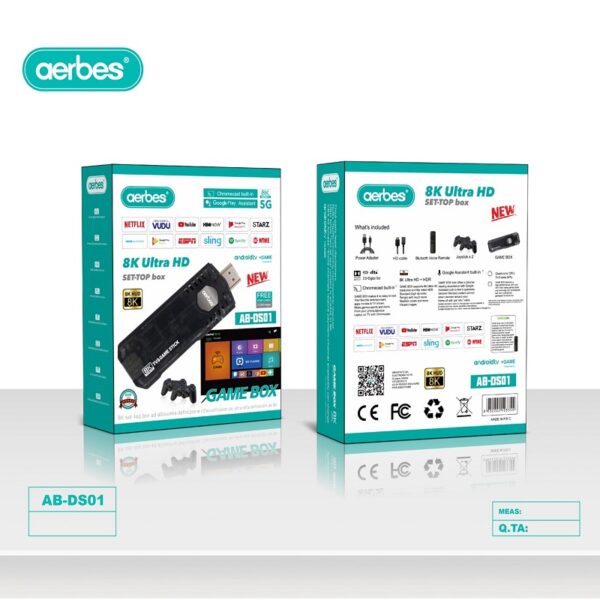 Aerbes AB-DS01 TV And Game Stick with Chromecast Built In 8K Ultra HD Set Top Box