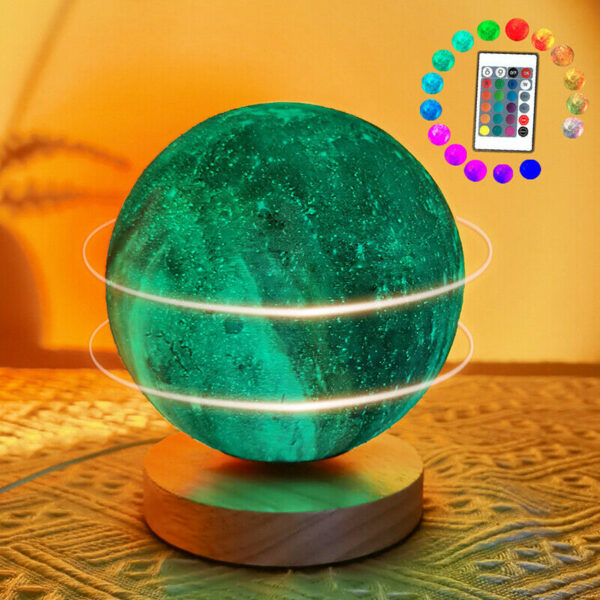 Rechargeable Multi Color Rotating Moon Lamp 12cm