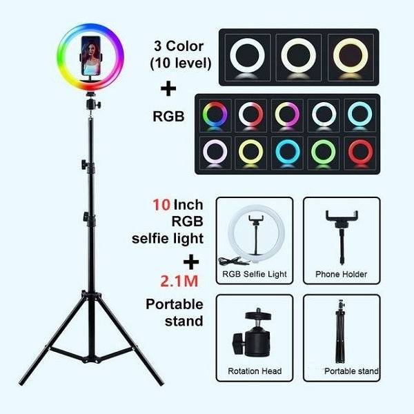 10″ RGB Soft Ring Light with 2.1m Stand