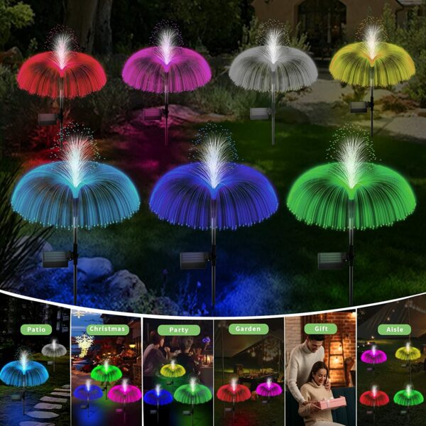 FA-LC74C Solar Powered Fountain Jelly Fish Light 2 Pcs 7 Colour Changing