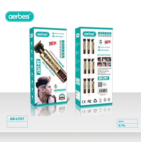 Aerbes AB-LF07 Portable Rechargeable Electric Hair Trimmer With LCD Display