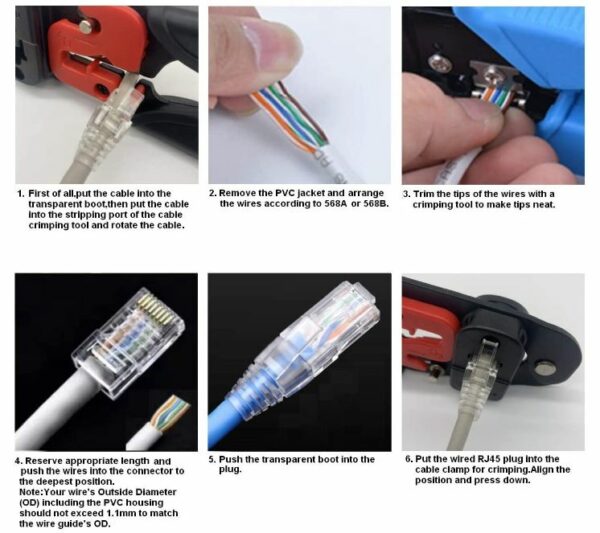 XF0567 RJ45 Cat 6 Network Cable Connector Crystal Head (Unshielded)100pc
