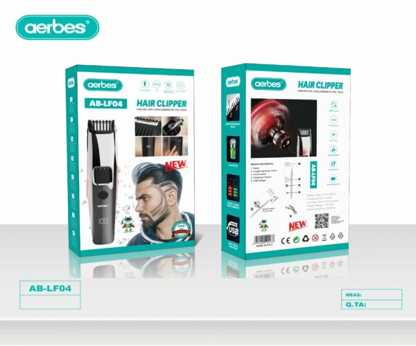 Aerbes AB-LF04 Professional Rechargeable Electric Hair Clipper With Digital Display
