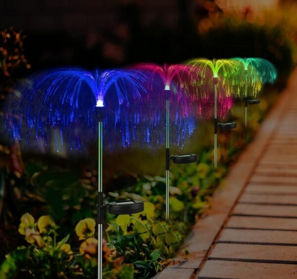 FA-LC30A Solar Powered Multicolor Jellyfish Fiber Starburst Light 2PC
