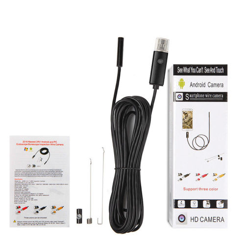 USB Wire Endoscope Camera 6 LED 5.5mm Waterproof For Android