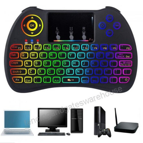 Mini Wireless Keyboard 2.4GHz With Touchpad Mouse LED Rainbow Backlight