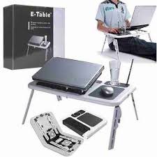 E Table Foldable & Portable Laptop Table With 2 USB Cooling Fans