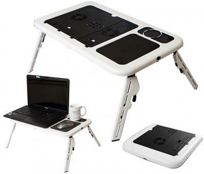 E Table Foldable & Portable Laptop Table With 2 USB Cooling Fans