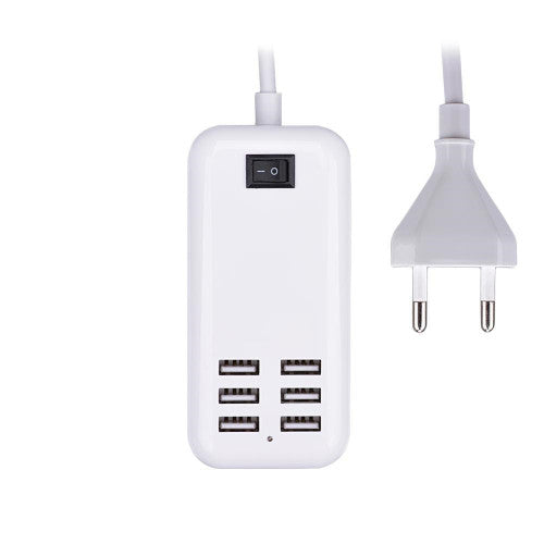 Universal 6-port USB Charging Socket Travel Charger with Switch for Mobile Phone