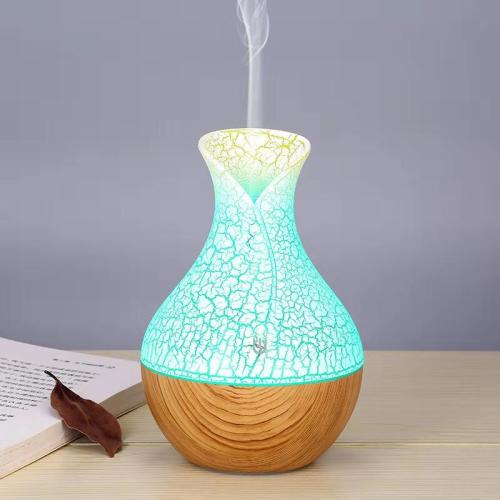 Mini Humidifier LED Ultrasonic Humidifier Vase LED Lights Wood Grain