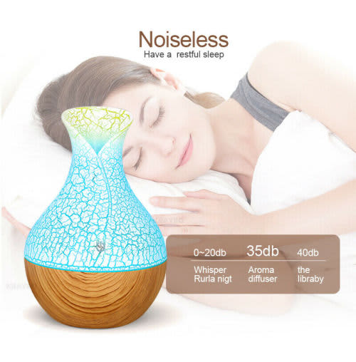 Mini Humidifier LED Ultrasonic Humidifier Vase LED Lights Wood Grain