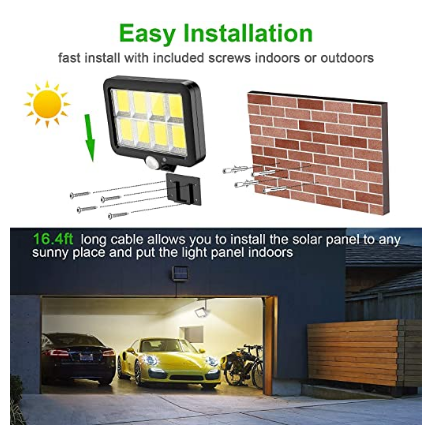 Solar Light Motion Sensor Waterproof Outdoor Wall Lamp 8 COB