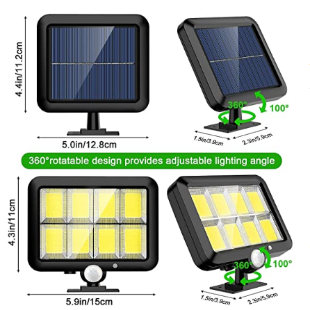 Solar Light Motion Sensor Waterproof Outdoor Wall Lamp 8 COB
