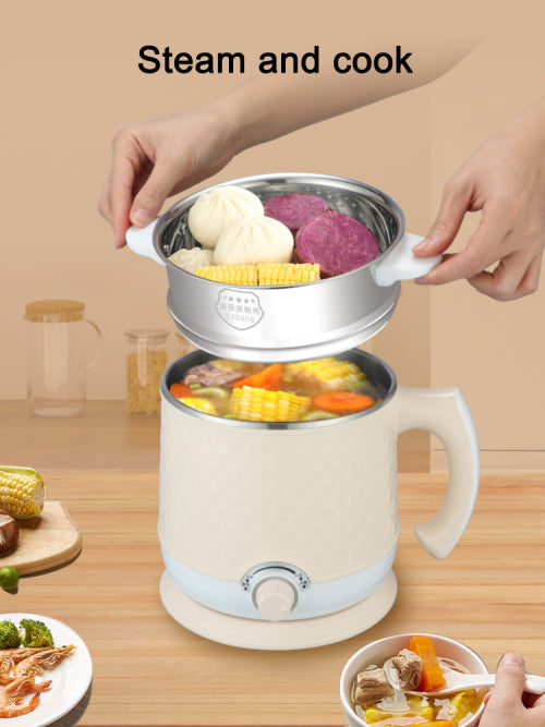 1.8L Multi-function Portable Travel Egg Steam Noodle Pot Stainless Steel Mini Electric Rice Cooker