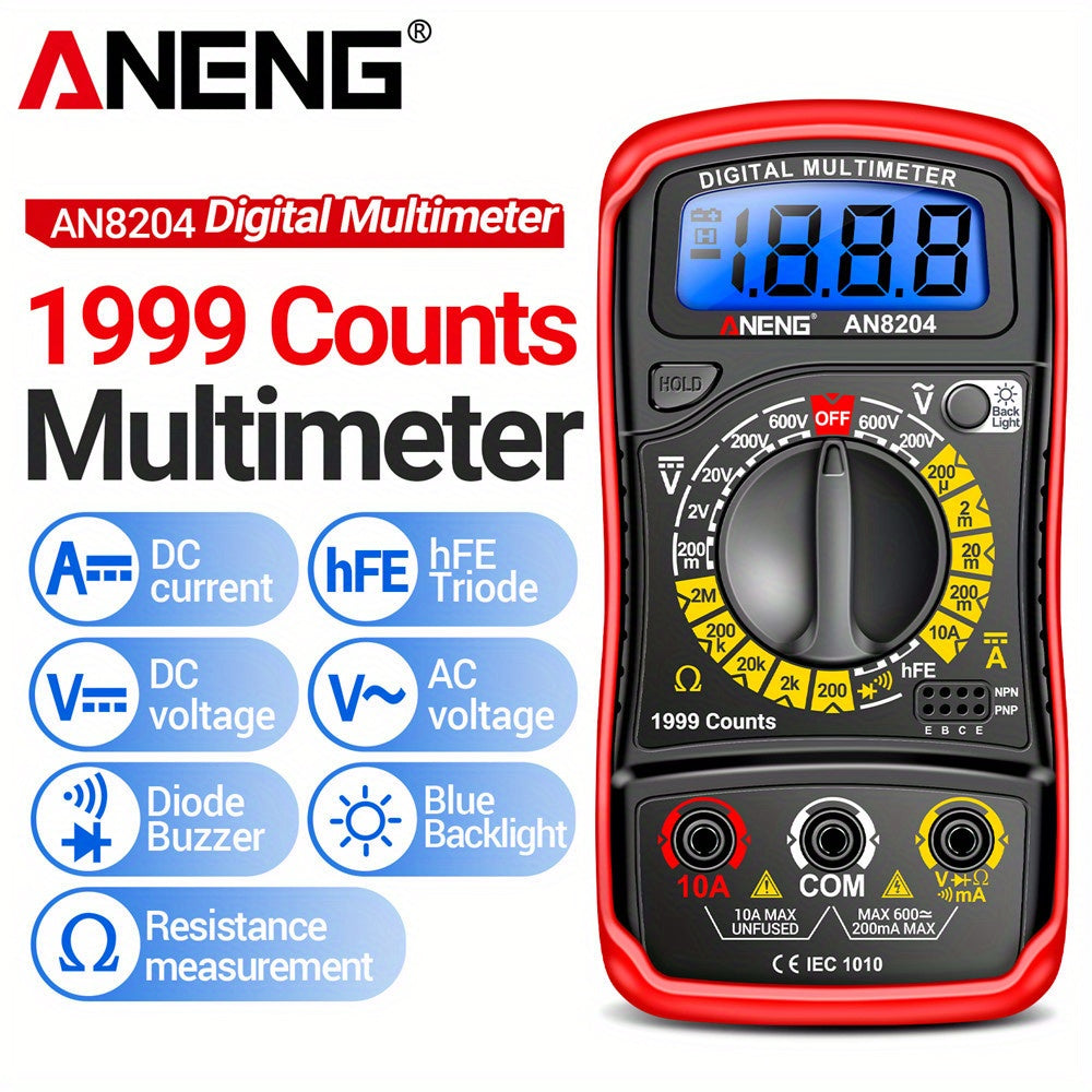 ANENG AN8204 Multimeter 1999 Counts Digital High Precision AC/DC Voltage DC Current hFE Triode Buzzer Multifunctional Test Tools