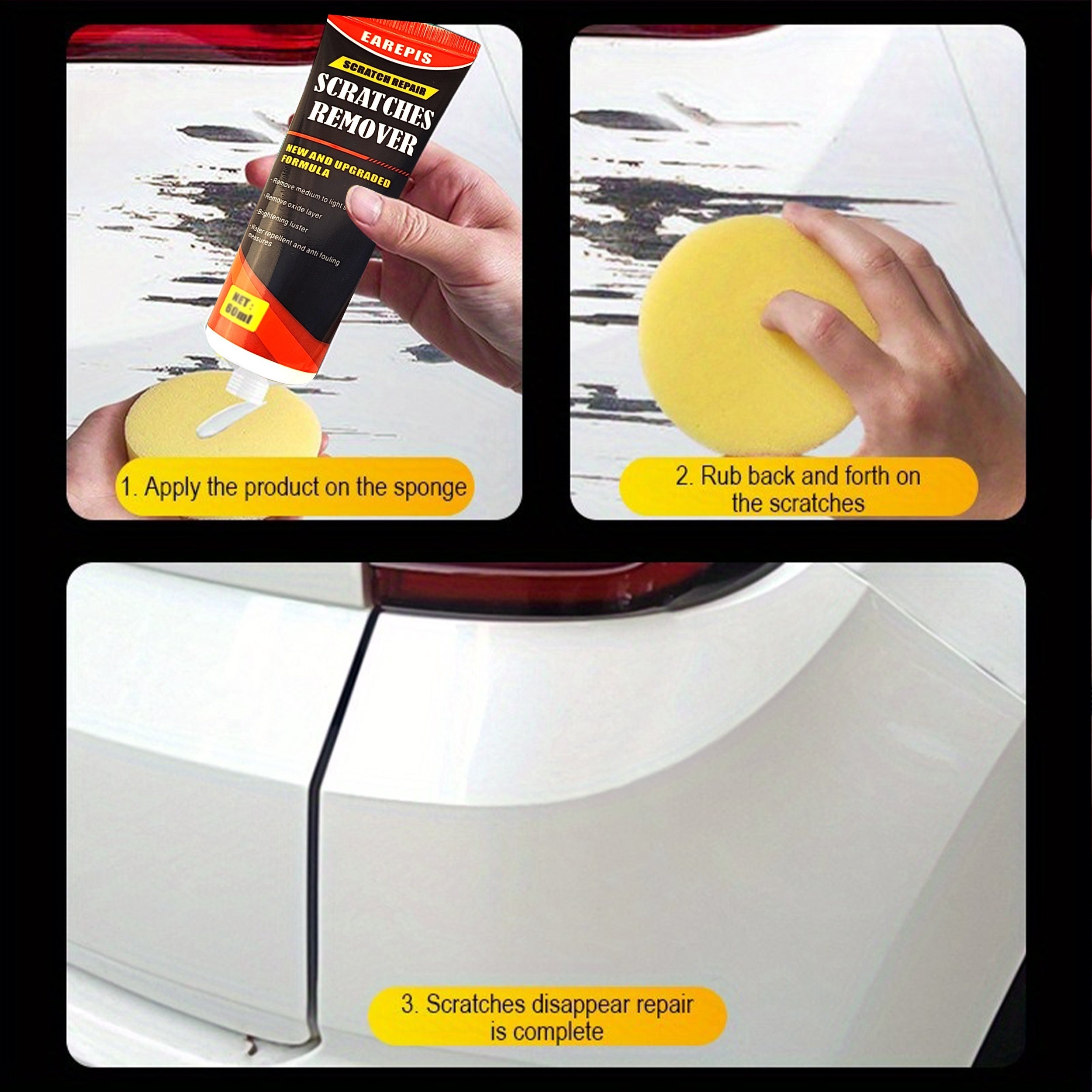 Car Scratch Repair Wax: Quickly Removes  Polishes & Restores Paint – Ideal for Motorcycles  SUVs  Boats Trucks or RVS. Includes Free Sponge  Car Scratch Remover Paint  Remove Scratches From Car  Car Waxing Pads  Scratch Car Remover  Car Scratches Remover