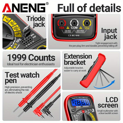 ANENG AN8204 Multimeter 1999 Counts Digital High Precision AC/DC Voltage DC Current hFE Triode Buzzer Multifunctional Test Tools
