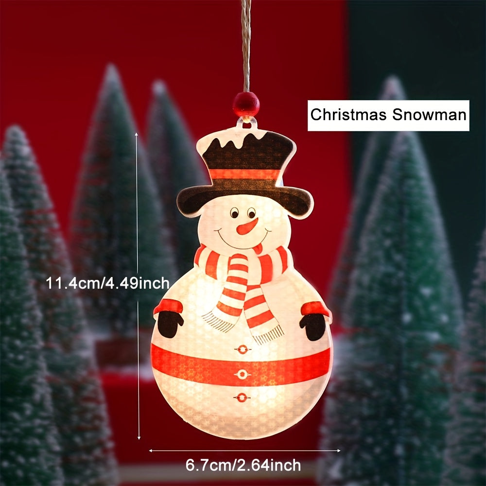 1pc Christmas LED hanging Lights  Reindeer  snowflakes  Christmas tree  snowman  socks  stars Design  Cute Style  Battery Powered  Indoor Holiday Decor  for Home  Wall  Window  Curtain  Party  Bedroom  Xmas Tree Decoration  Indoor Hanging Lights