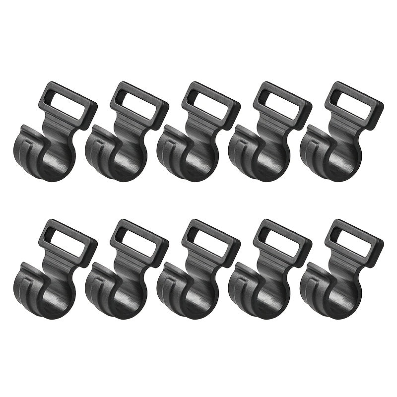 10pcs Durable PC Material Black C Clips, L Size Tent Pole Inner Hanger Clamp for Camping, Caravan Awning Hooks
