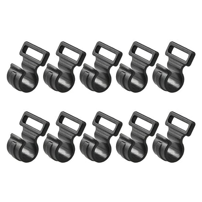 10pcs Durable PC Material Black C Clips, L Size Tent Pole Inner Hanger Clamp for Camping, Caravan Awning Hooks
