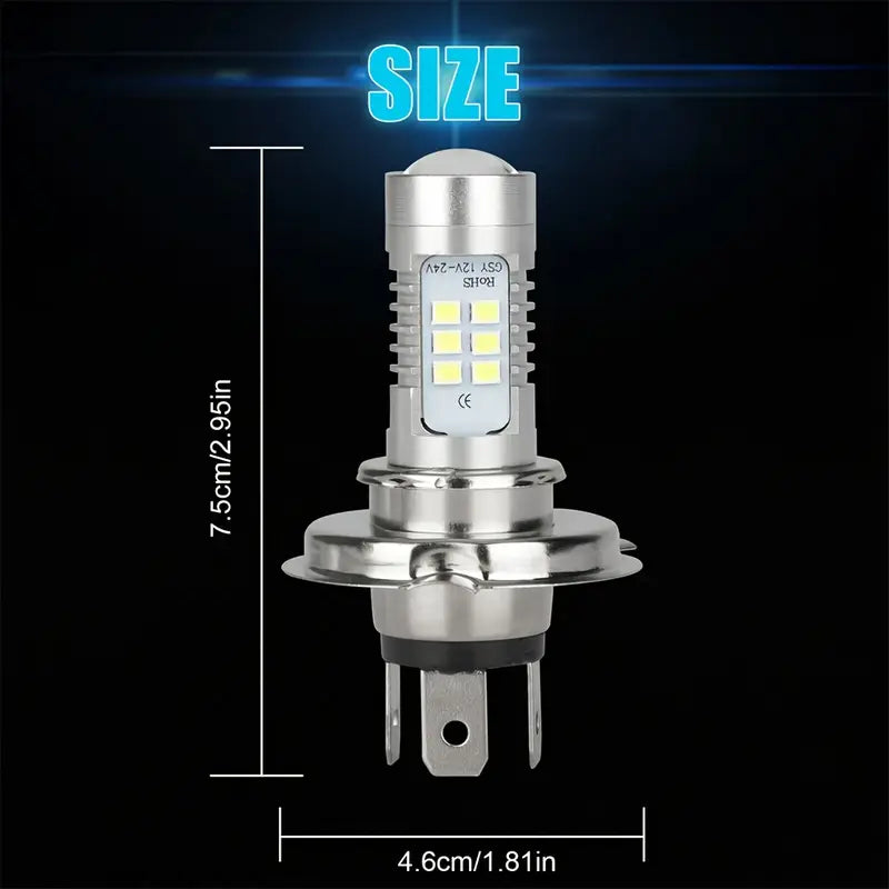 2pcs H4 LED Headlights Car Fog Waterproof LED Bulb 9003 12V 24V 6000K