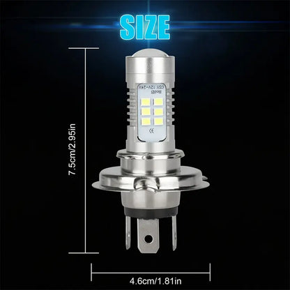 2pcs H4 LED Headlights Car Fog Waterproof LED Bulb 9003 12V 24V 6000K