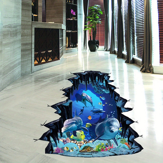 1 Set Wall Stickers PVC Material Self-adhesive Waterproof Underwater World Sticker Removable Flower Mural Peel and Stick Colorful Floral Wall Decor