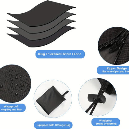 1pcWaterproof Umbrella Cover - 210D Oxford Cloth, UV Protection, Dustproof, Fits 84-125 Inch Market Umbrellas