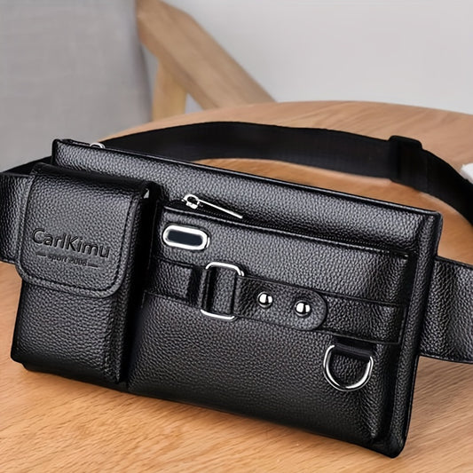 Men's waist bag, new large-capacity multifunctional messenger bag (puller direction random)
