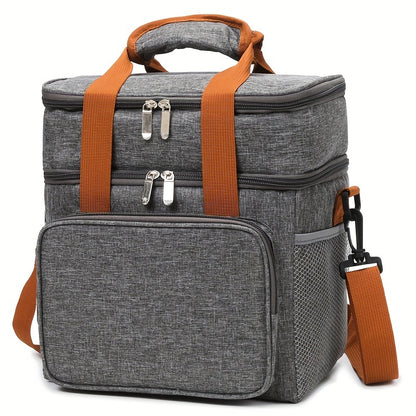 Insulated Lunch Cooler Bag - Double Layer Outdoor Insulated Cooler Bag, Universal, Regular Waterproof Oxford Cloth, Perfect for Halloween, New Year, Grandparents Day - Black