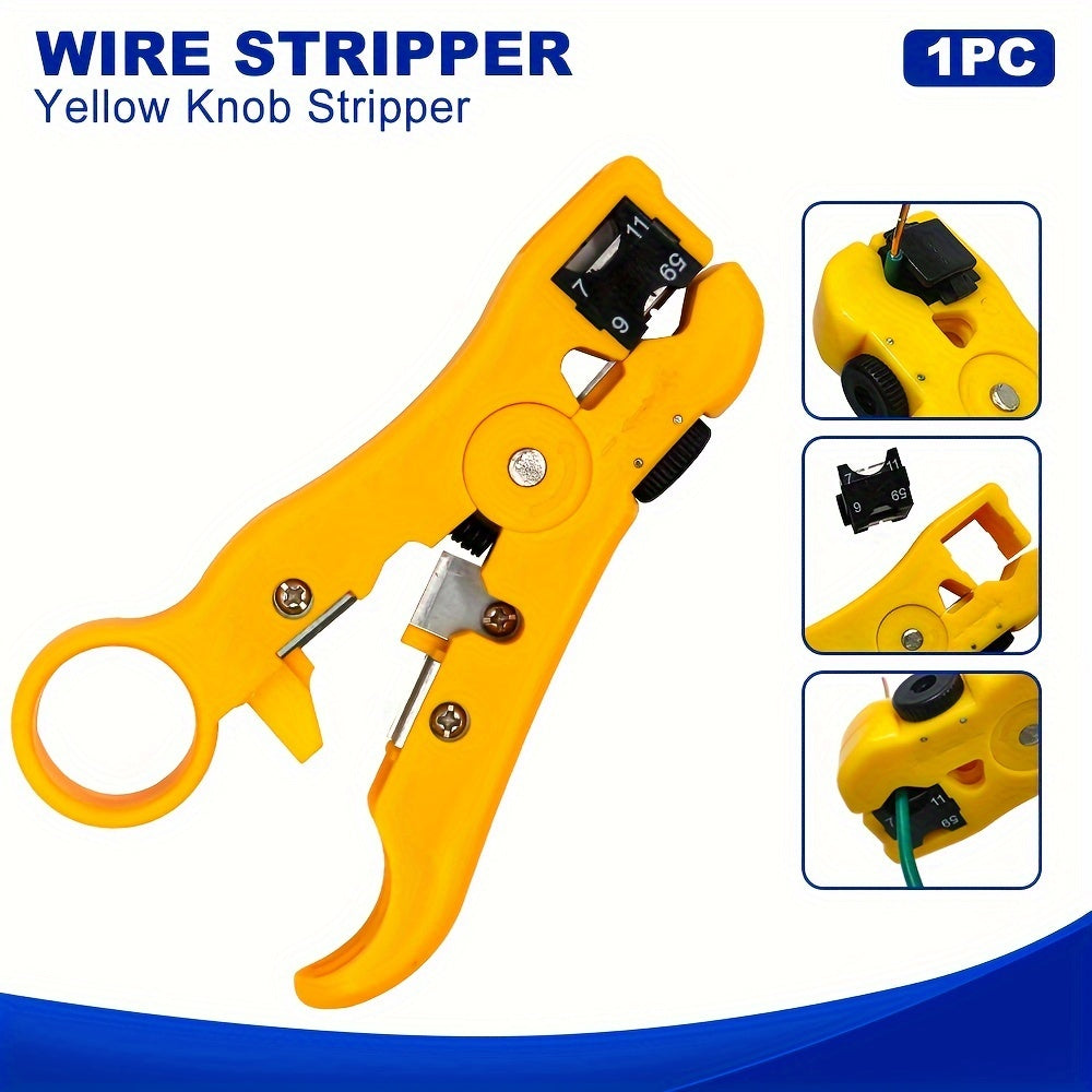1pc Multi-Functional Electric Stripping Knife Pliers Tool, Coaxial Cable Wire Cutter Striper for UTP/STP RG59 RG6 RG7 RG11 Network Cables with Precise Wire Stripping